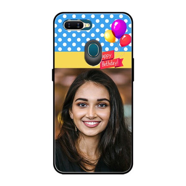 Oppo A7 Custom Glass Mobile Case  - Happy Birthday Design