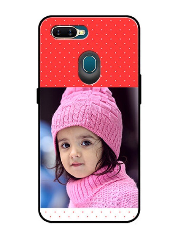 Custom Oppo A7 Photo Printing on Glass Case  - Red Pattern Design