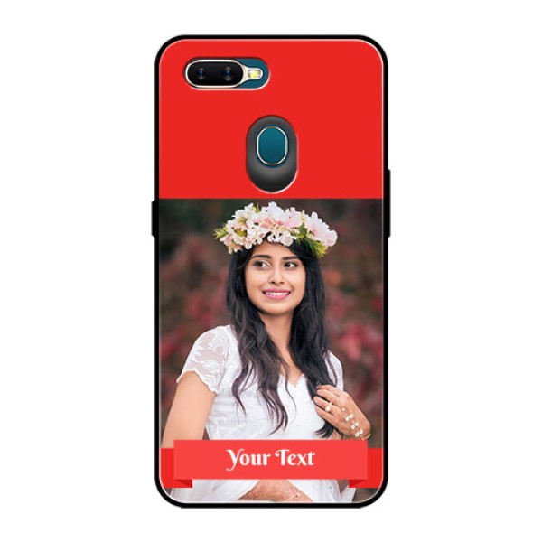 Oppo A7 Custom Glass Phone Case  - Simple Red Color Design