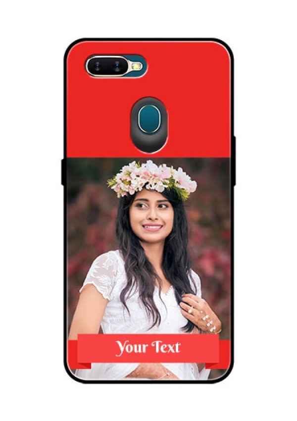 Oppo A7 Custom Glass Phone Case  - Simple Red Color Design