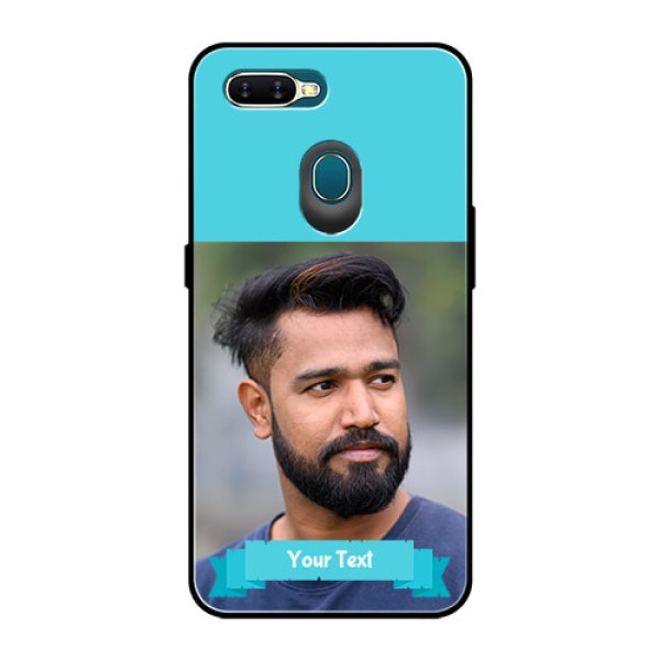 Oppo A7 Personalized Glass Phone Case - Simple Blue Color Design Oppo A7 Personalized Glass Phone Case - Simple Blue Color Design