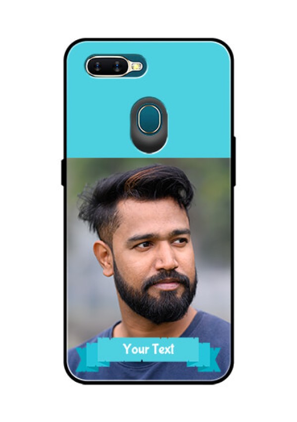 Oppo A7 Personalized Glass Phone Case  - Simple Blue Color Design
