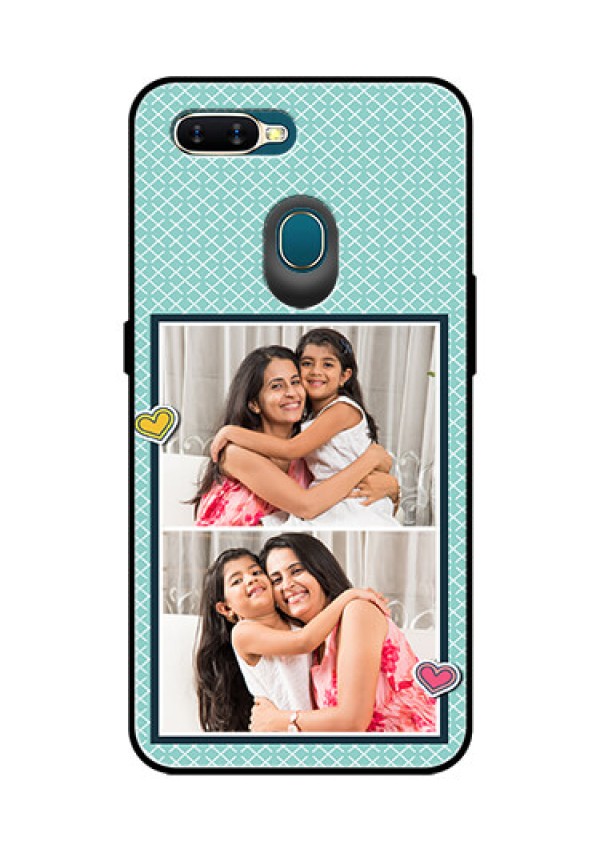 Oppo A7 Custom Glass Phone Case  - 2 Image Holder with Pattern Design