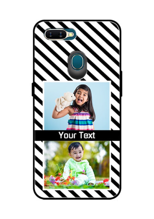 Oppo A7 Photo Printing on Glass Case  - Black And White Stripes Design
