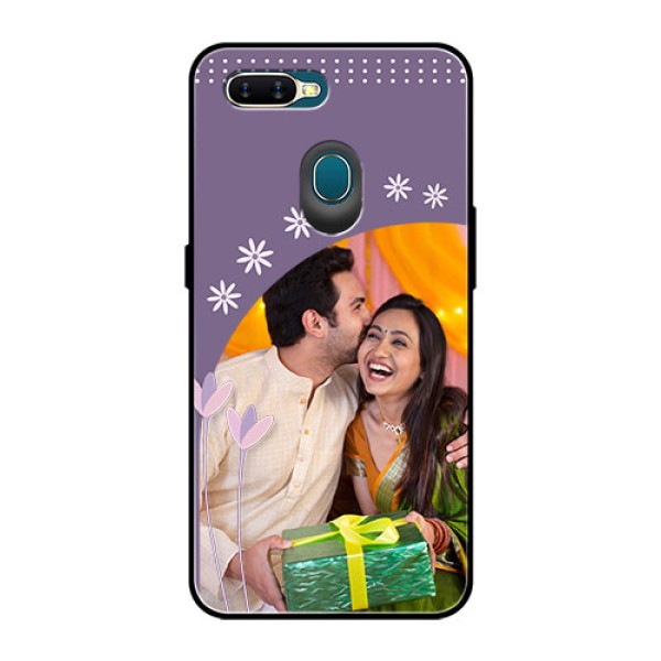 Oppo A7 Custom Glass Mobile Case  - Lavender flowers design 