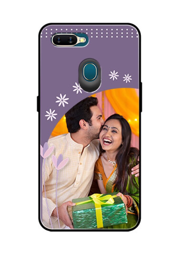 Oppo A7 Custom Glass Mobile Case  - Lavender flowers design 
