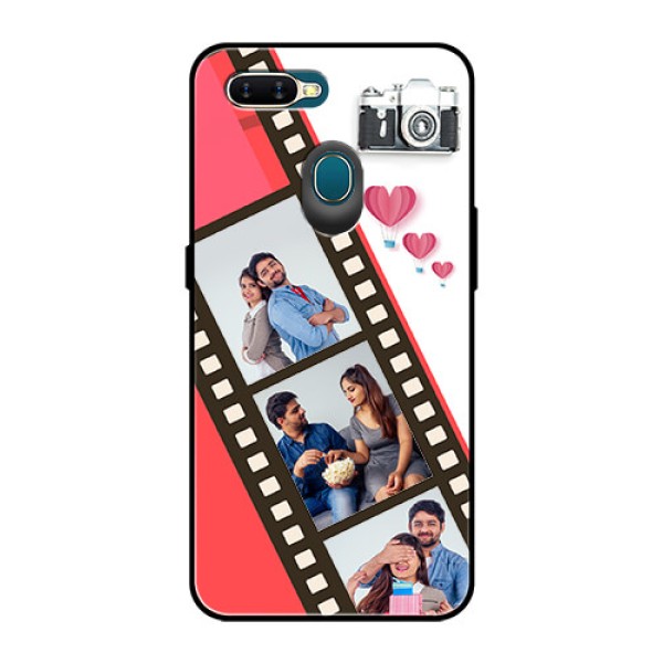 Oppo A7 Personalized Glass Phone Case  - 3 Image Holder with Film Reel