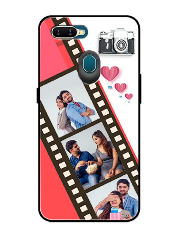 Custom Oppo A7 Personalized Glass Phone Case  - 3 Image Holder with Film Reel