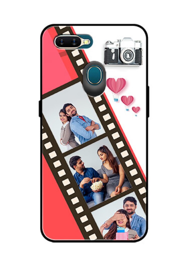 Oppo A7 Personalized Glass Phone Case  - 3 Image Holder with Film Reel