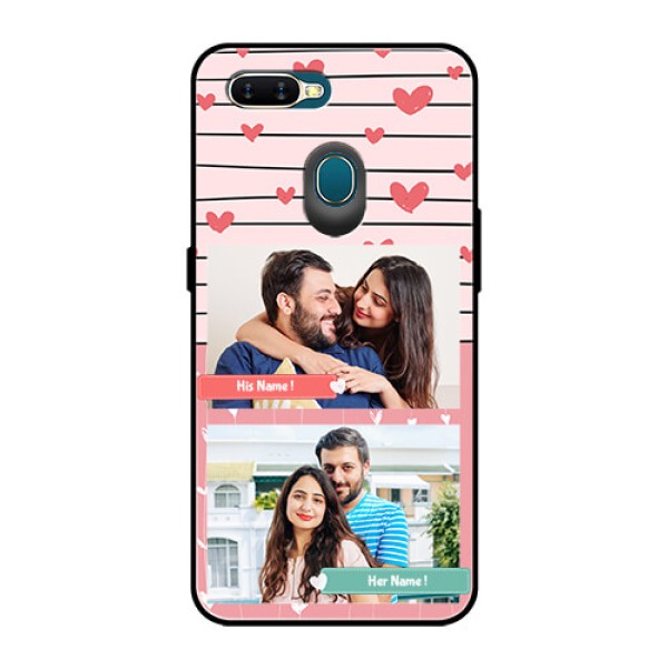 Oppo A7 Custom Glass Mobile Case  - Photo with Heart Design