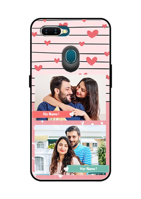 Oppo A7 Custom Glass Mobile Case  - Photo with Heart Design