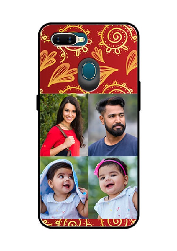 Oppo A7 Photo Printing on Glass Case  - 4 Image Traditional Design