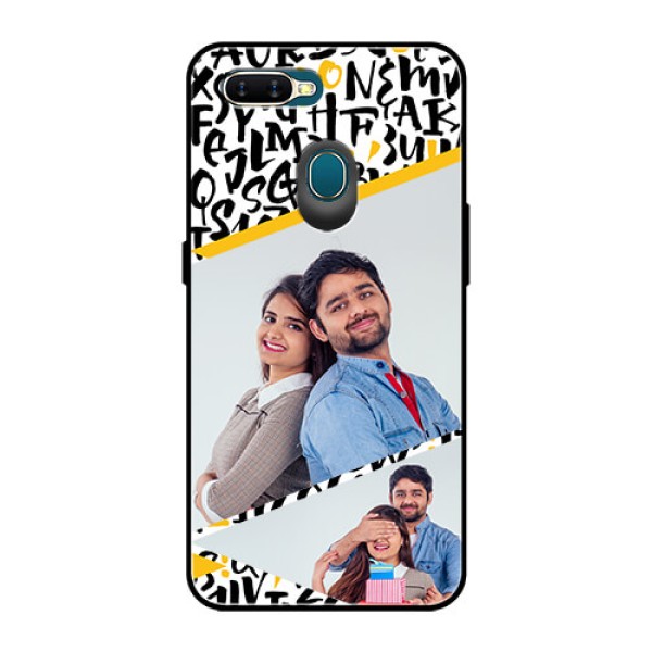 Oppo A7 Custom Glass Mobile Case  - Letters Pattern Design