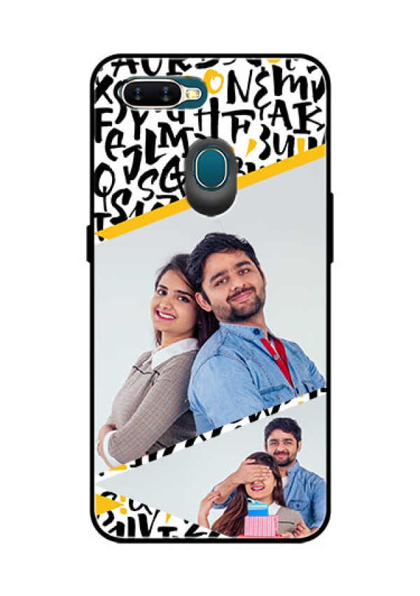 Oppo A7 Custom Glass Mobile Case  - Letters Pattern Design