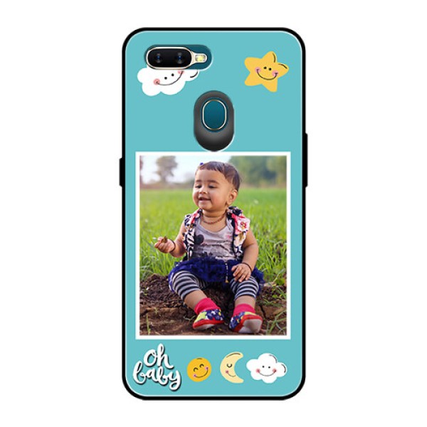 Oppo A7 Personalized Glass Phone Case  - Smiley Kids Stars Design