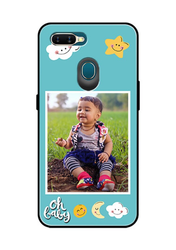Oppo A7 Personalized Glass Phone Case  - Smiley Kids Stars Design