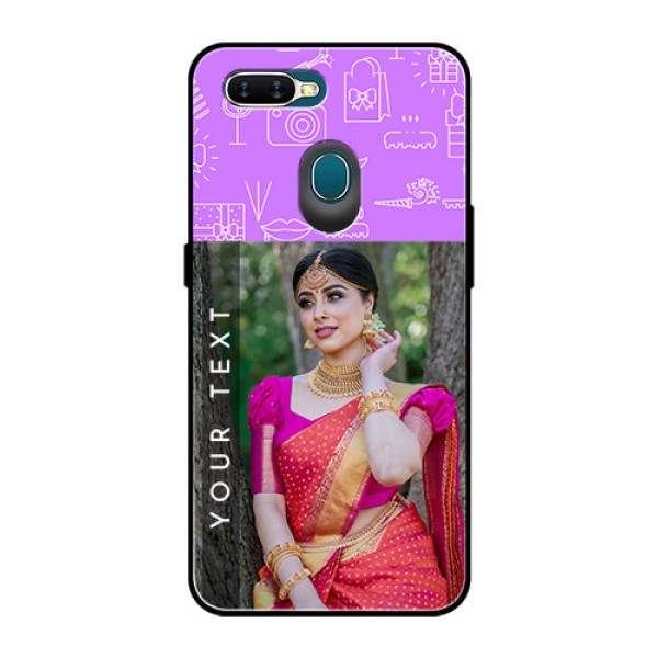 Oppo A7 Custom Glass Mobile Case  - Birthday Icons Design