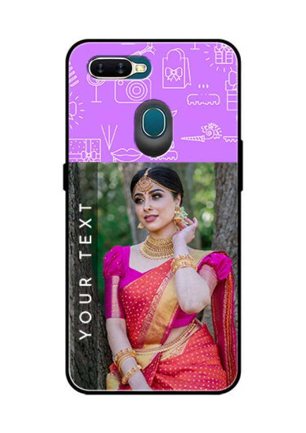 Oppo A7 Custom Glass Mobile Case  - Birthday Icons Design