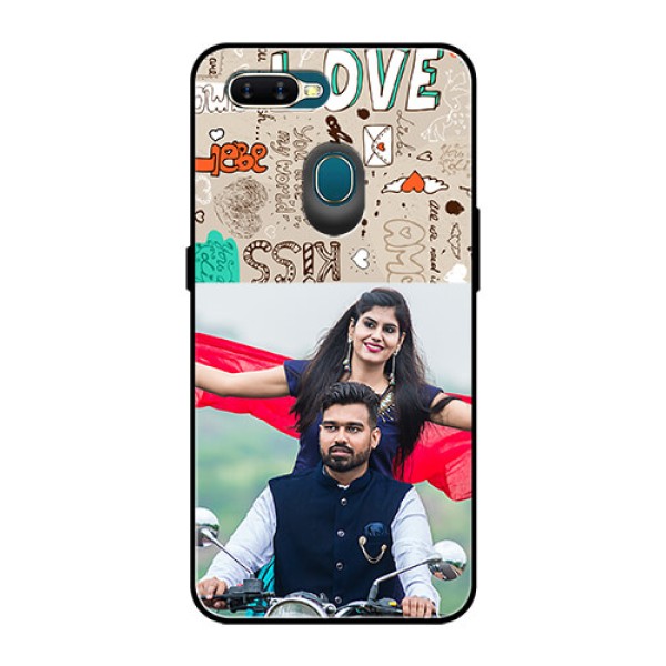 Oppo A7 Custom Glass Phone Case  - Love Doodle Pattern 