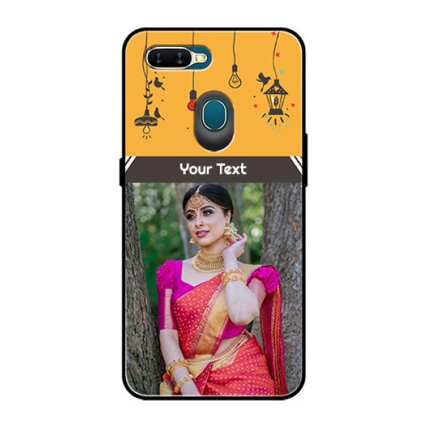 Oppo A7 Custom Glass Mobile Case - with Family Picture and Icons Oppo A7 Custom Glass Mobile Case - with Family Picture and Icons
