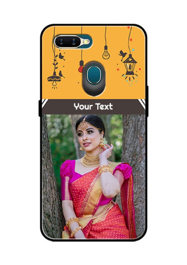 Oppo A7 Custom Glass Mobile Case  - with Family Picture and Icons 