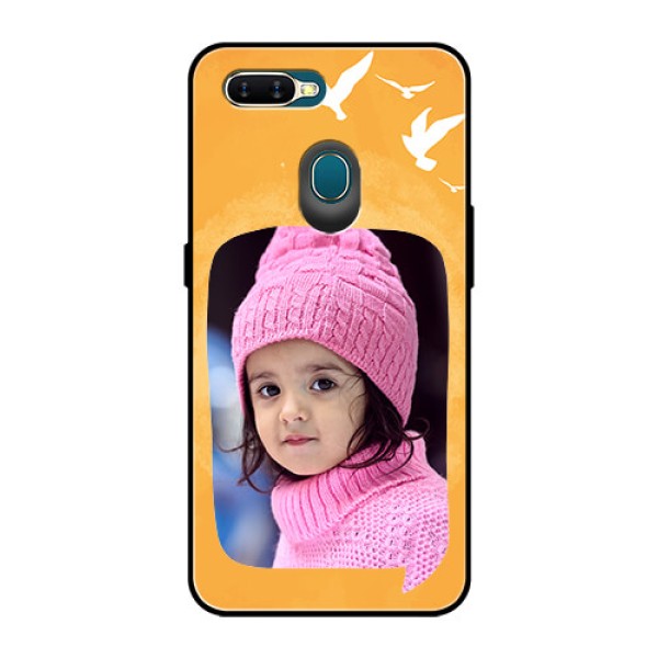 Oppo A7 Personalized Glass Phone Case - Water Color Design with Bird Icons Oppo A7 Personalized Glass Phone Case - Water Color Design with Bird Icons