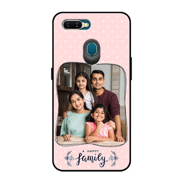 Oppo A7 Custom Glass Phone Case  - Family with Dots Design