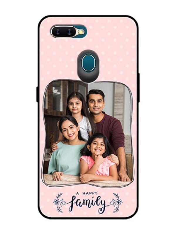 Custom Oppo A7 Custom Glass Phone Case  - Family with Dots Design