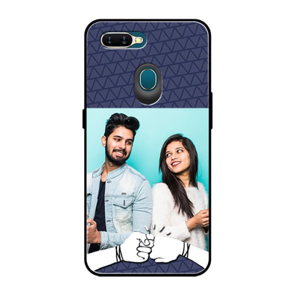Oppo A7 Photo Printing on Glass Case  - with Best Friends Design  
