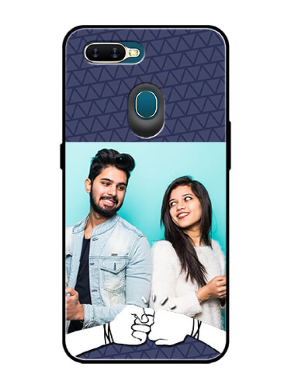 Custom Oppo A7 Photo Printing on Glass Case  - with Best Friends Design  