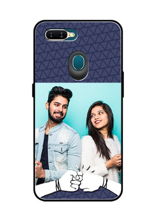Oppo A7 Photo Printing on Glass Case  - with Best Friends Design  