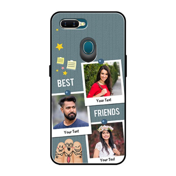 Oppo A7 Personalized Glass Phone Case - Sticky Frames and Friendship Design Oppo A7 Personalized Glass Phone Case - Sticky Frames and Friendship Design