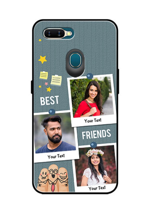 Oppo A7 Personalized Glass Phone Case  - Sticky Frames and Friendship Design