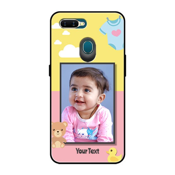 Oppo A7 Photo Printing on Glass Case  - Kids 2 Color Design