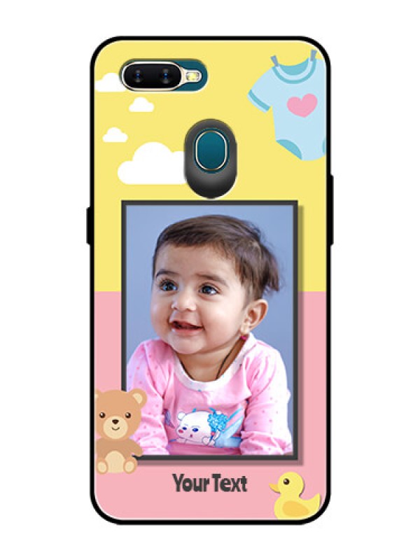 Custom Oppo A7 Photo Printing on Glass Case  - Kids 2 Color Design