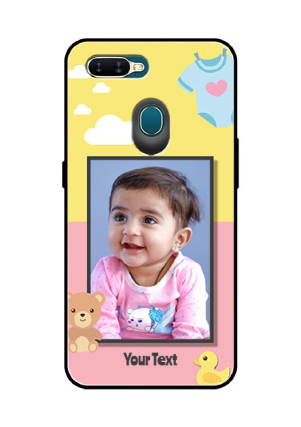 Oppo A7 Photo Printing on Glass Case  - Kids 2 Color Design