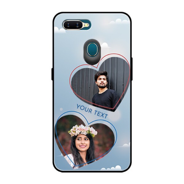 Oppo A7 Custom Glass Mobile Case  - Blue Color Couple Design 