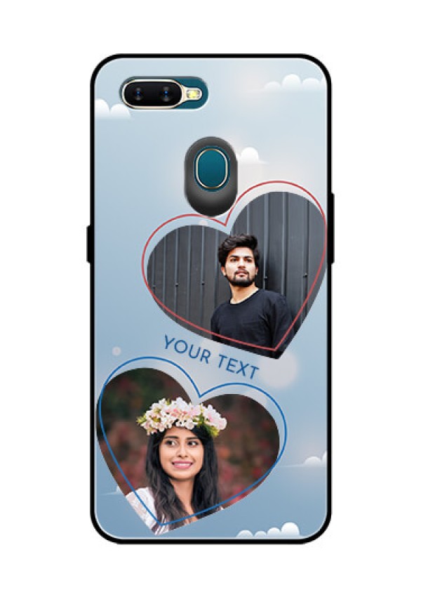 Oppo A7 Custom Glass Mobile Case  - Blue Color Couple Design 