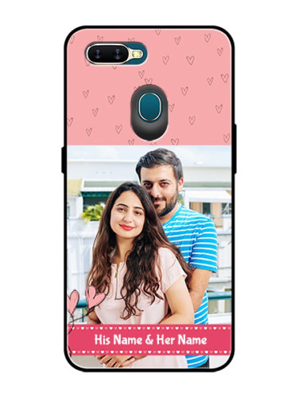 Custom Oppo A7 Personalized Glass Phone Case  - Love Design Peach Color