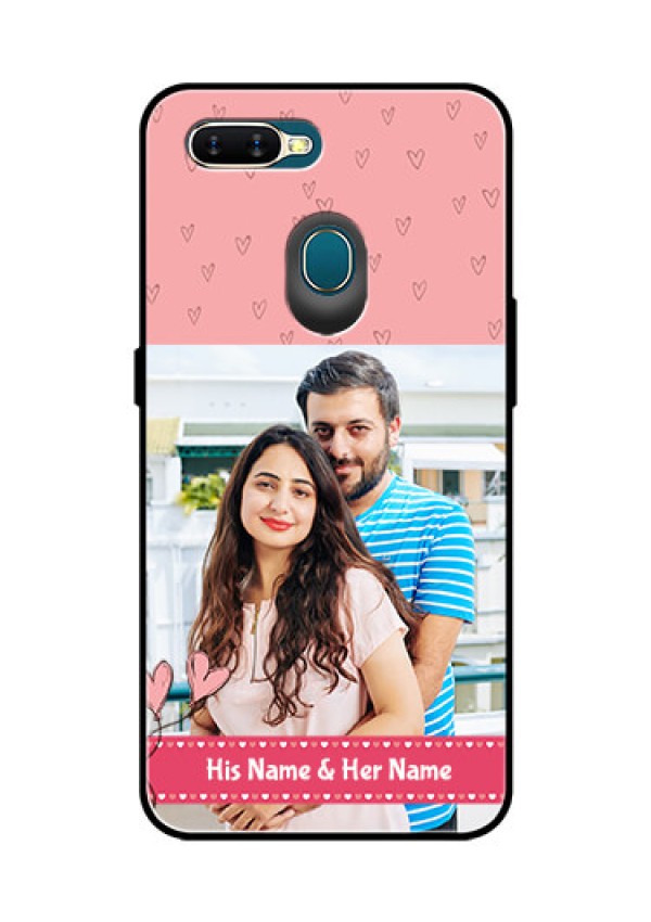 Oppo A7 Personalized Glass Phone Case  - Love Design Peach Color