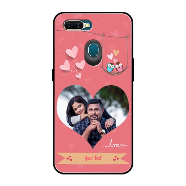 Oppo A7 Personalized Glass Phone Case - Peach Color Love Design Oppo A7 Personalized Glass Phone Case - Peach Color Love Design