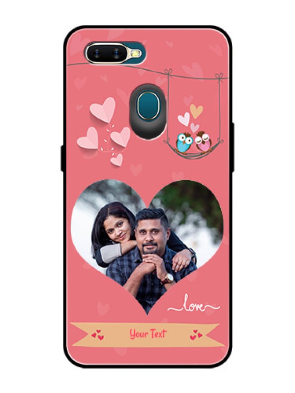Custom Oppo A7 Personalized Glass Phone Case  - Peach Color Love Design 