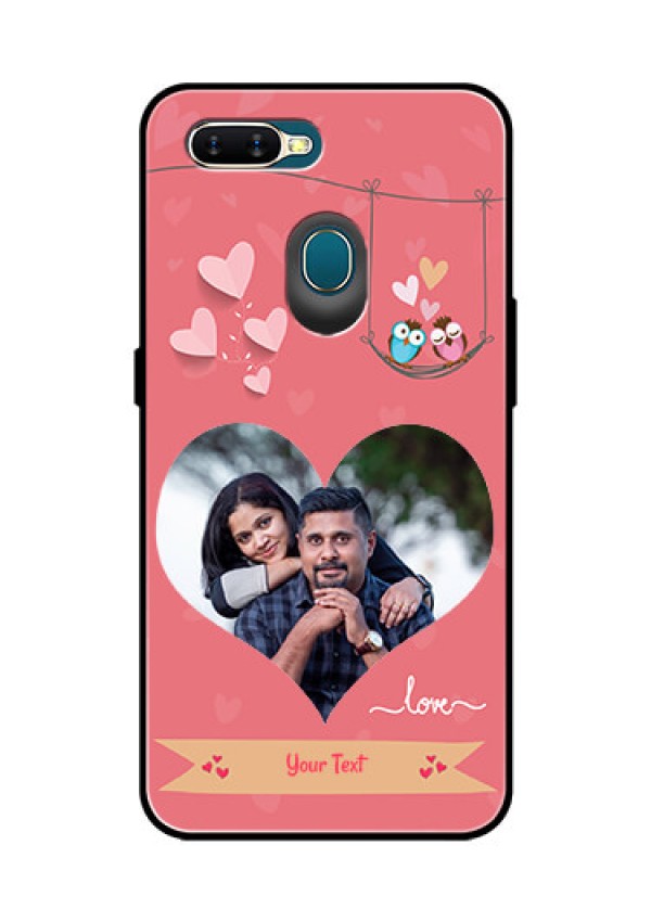 Oppo A7 Personalized Glass Phone Case  - Peach Color Love Design 