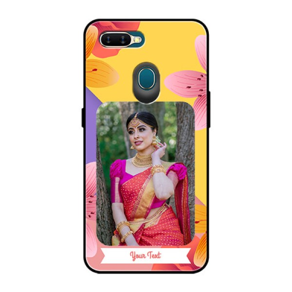 Oppo A7 Custom Glass Mobile Case - 3 Image With Vintage Floral Design Oppo A7 Custom Glass Mobile Case - 3 Image With Vintage Floral Design