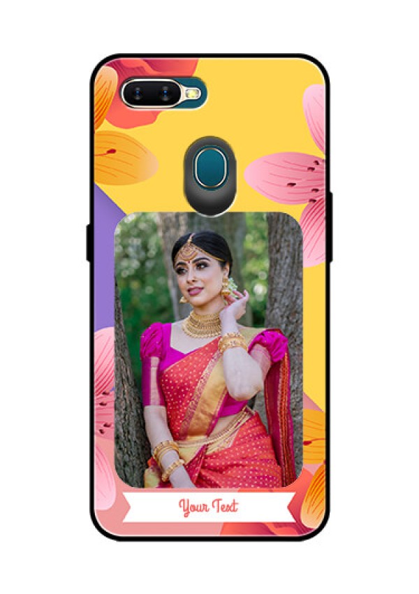 Oppo A7 Custom Glass Mobile Case  - 3 Image With Vintage Floral Design