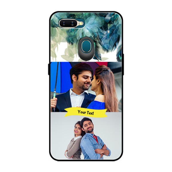 Oppo A7 Personalized Glass Phone Case  - Image with Boho Peacock Feather Design