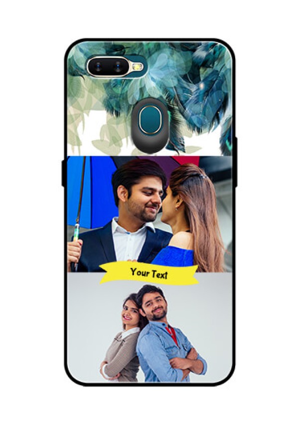 Oppo A7 Personalized Glass Phone Case  - Image with Boho Peacock Feather Design
