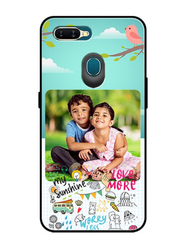 Custom Oppo A7 Photo Printing on Glass Case  - Doodle love Design