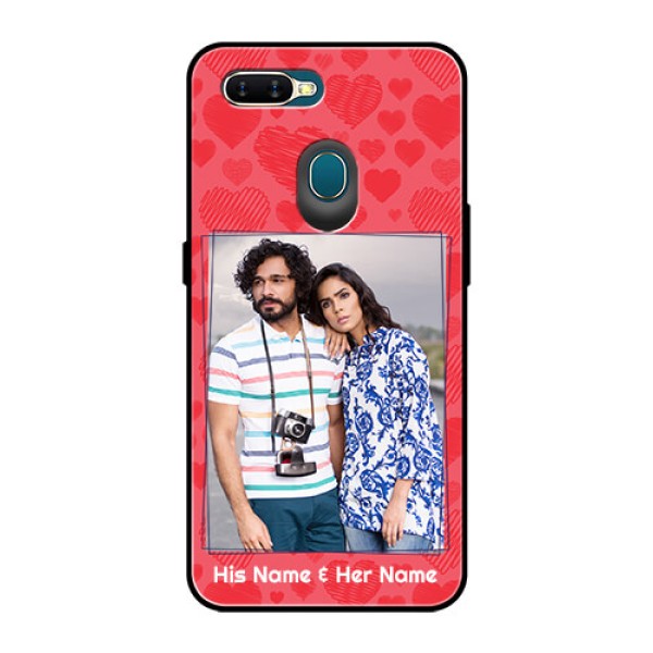 Oppo A7 Photo Printing on Glass Case - with Red Heart Symbols Design Oppo A7 Photo Printing on Glass Case - with Red Heart Symbols Design