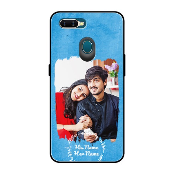 Oppo A7 Custom Glass Phone Case - Blue Color Vintage Design Oppo A7 Custom Glass Phone Case - Blue Color Vintage Design